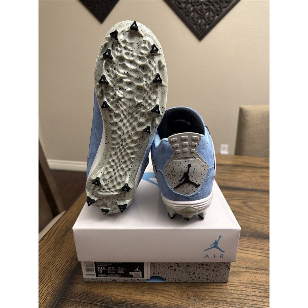 Custom Air Jordan 4 University Blue Football Cleats  Mens Size 10.5 - Picture 6 of 8